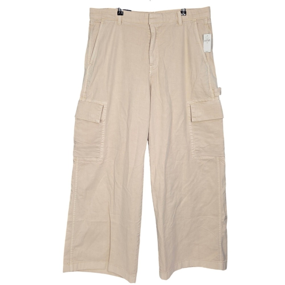 Gap Baggy Cargo Pants Women 14 Bedrock Beige Wide Leg Carpenter Utility NEW
